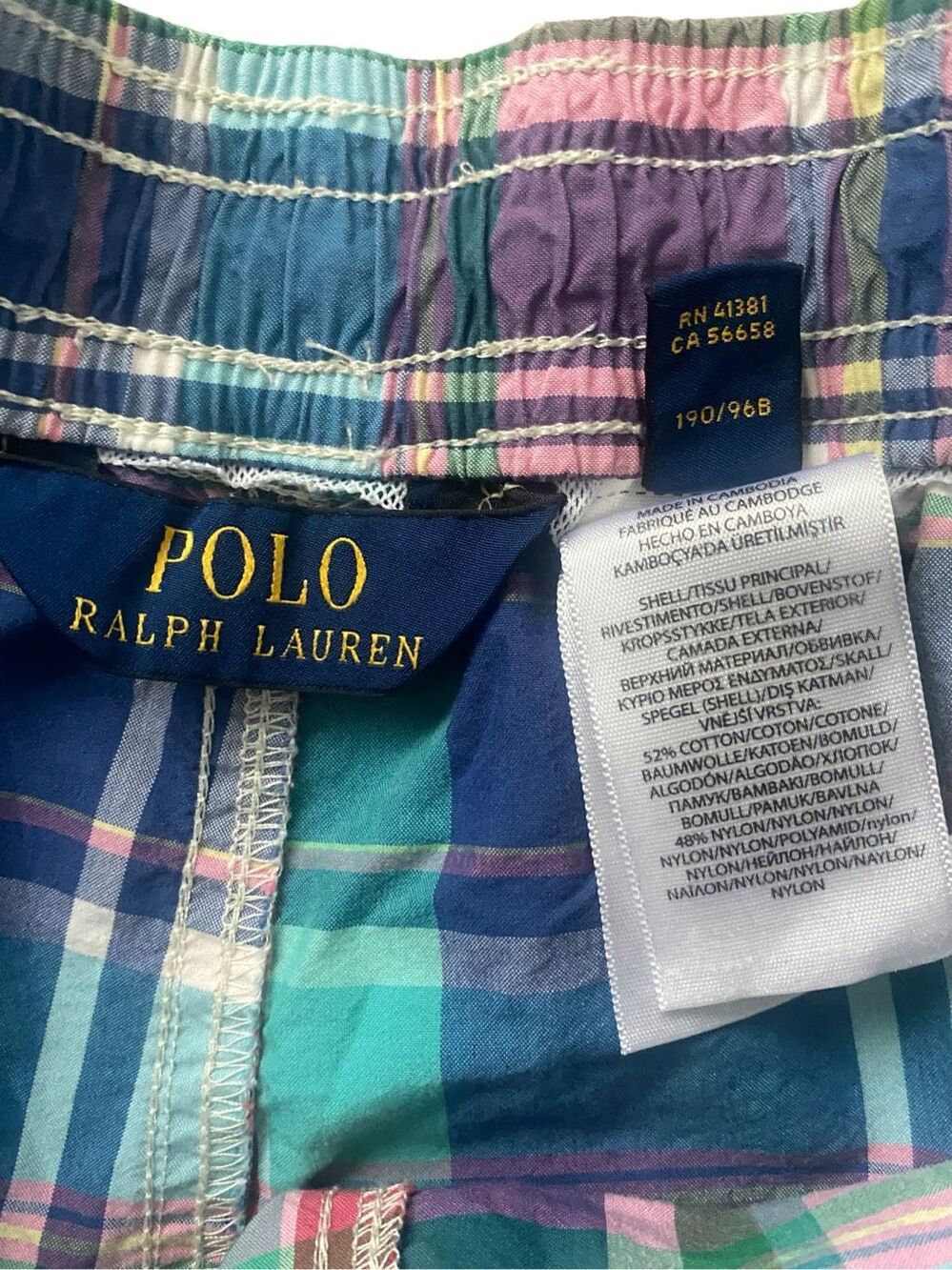 Polo Ralph Lauren Men’s Plaid Swim Trunks Shorts 190/96B Cotton Nylon Vtge- XXL - Picture 3 of 10
